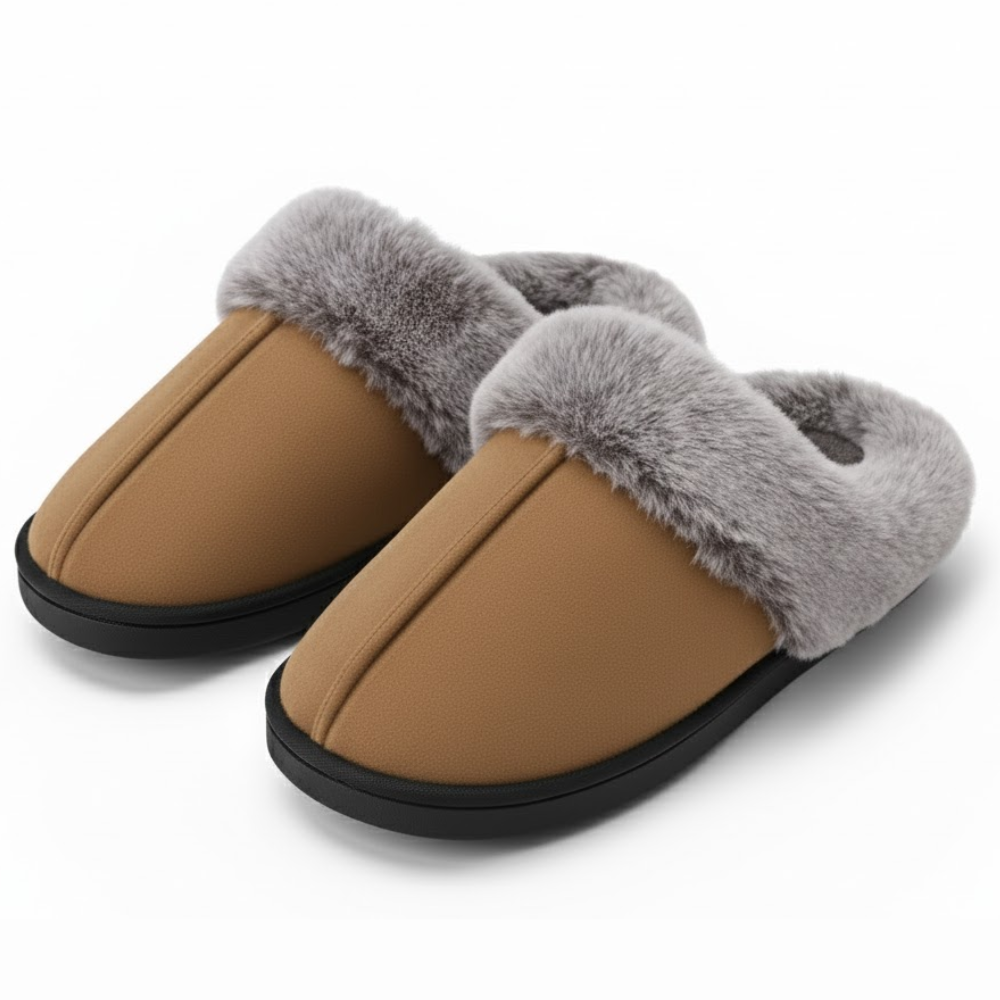 Womens Microsuede Memory Foam Slippers With Faux Fur TrimMemory Foam Slippers With Faux Fur Trim - Image 7