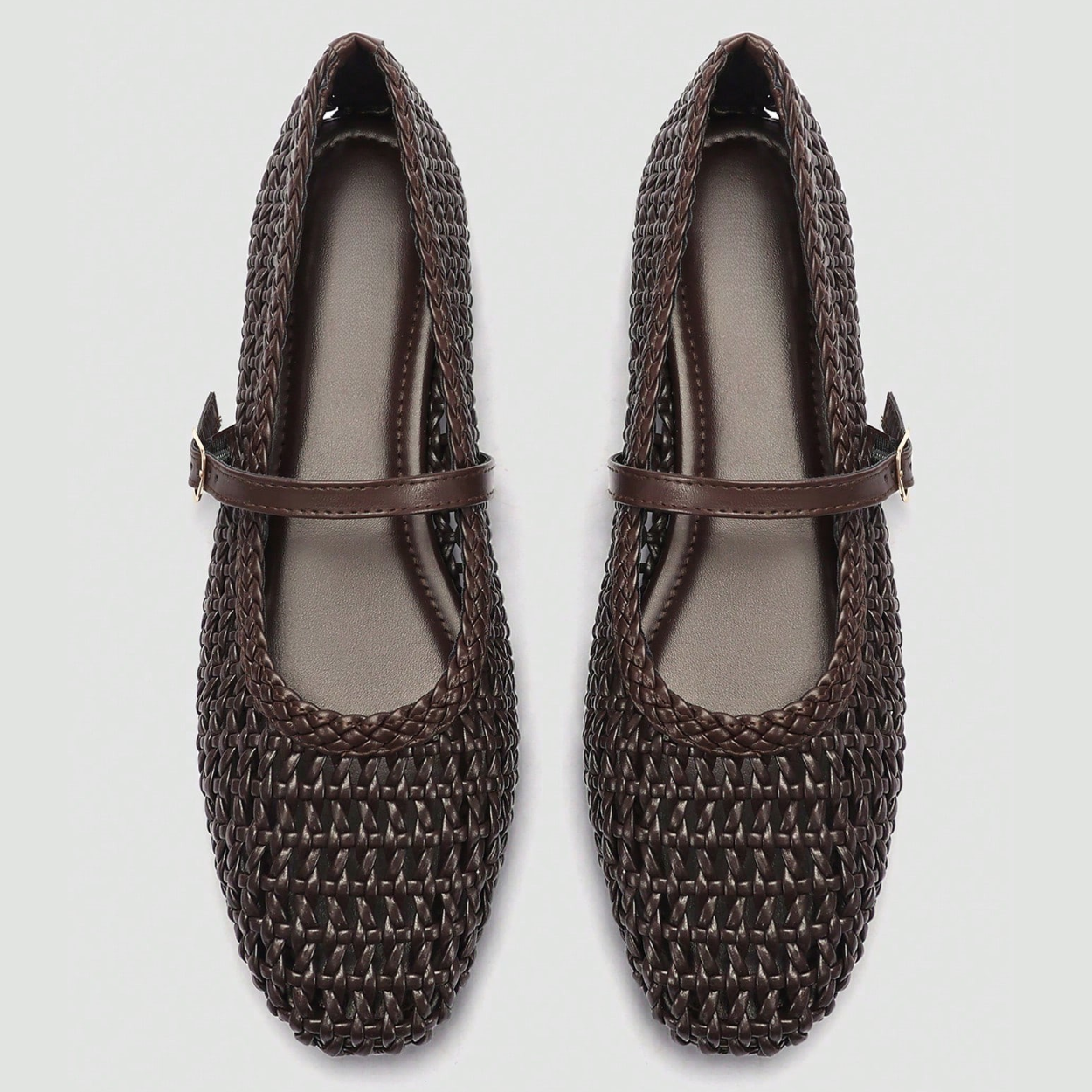 Woven Strap Buckle Casual Flat Shoes For Women in White - On-Foot View