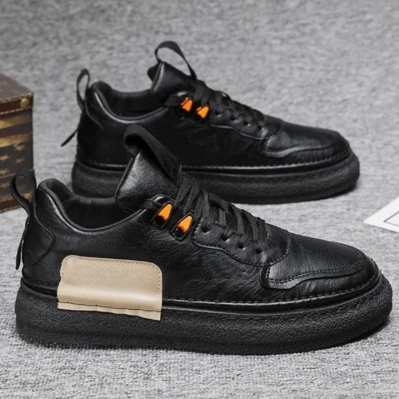 Urban Elite Black Leather Sneakers-My Beach Shoes