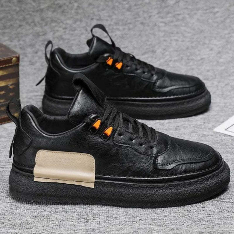 Urban Elite Black Leather Sneakers-My Beach Shoes
