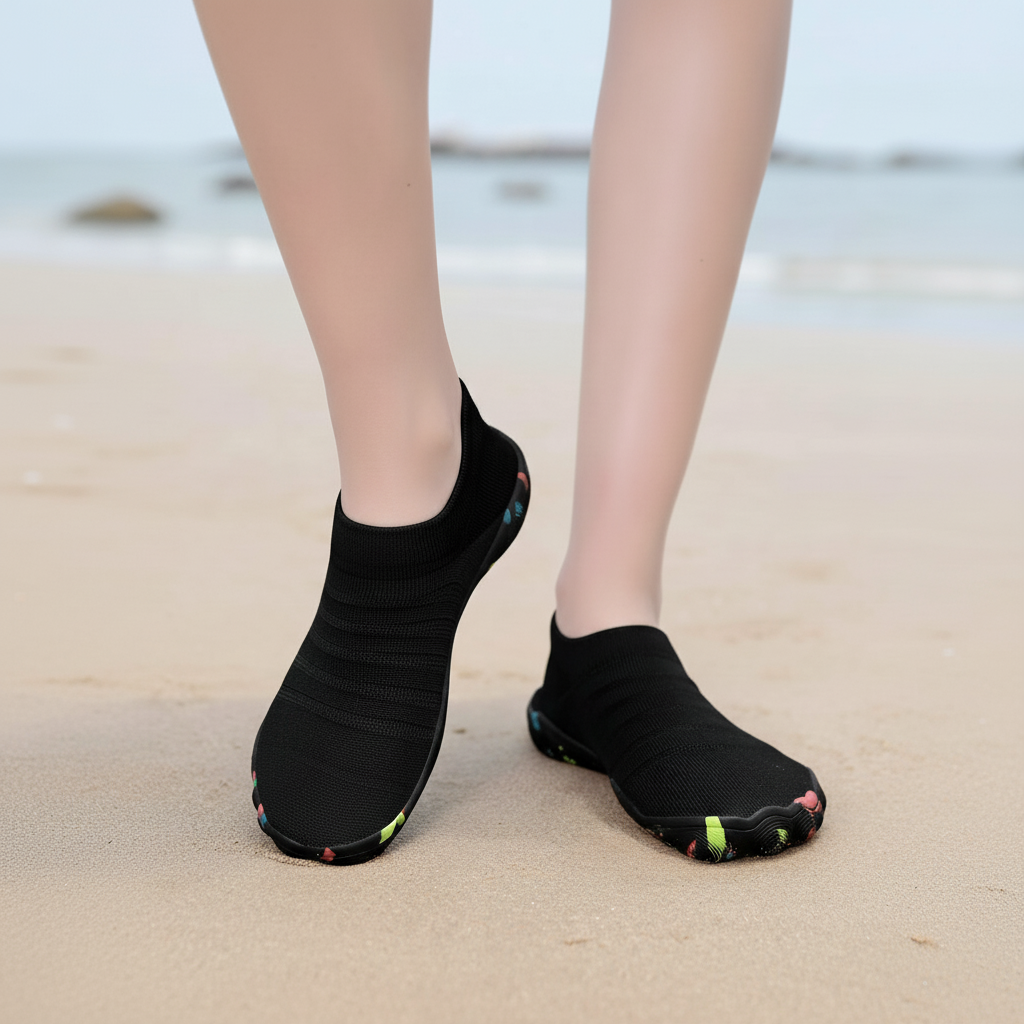 Flexible Quick Dry Lightweight Barefoot Aqua Socks in Dark Pink - Side View