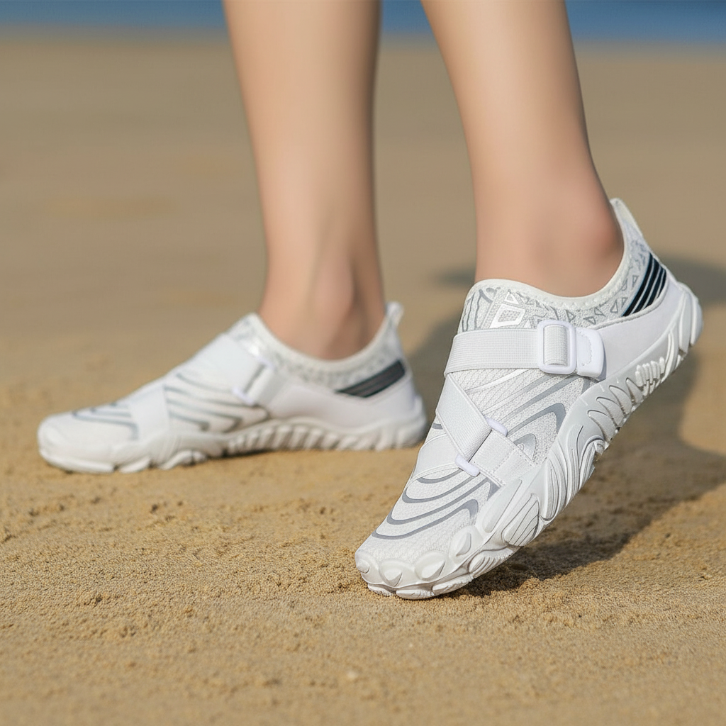 Adjustable Quick Dry Neutral Barefoot Shoes in Black - Heel Detail