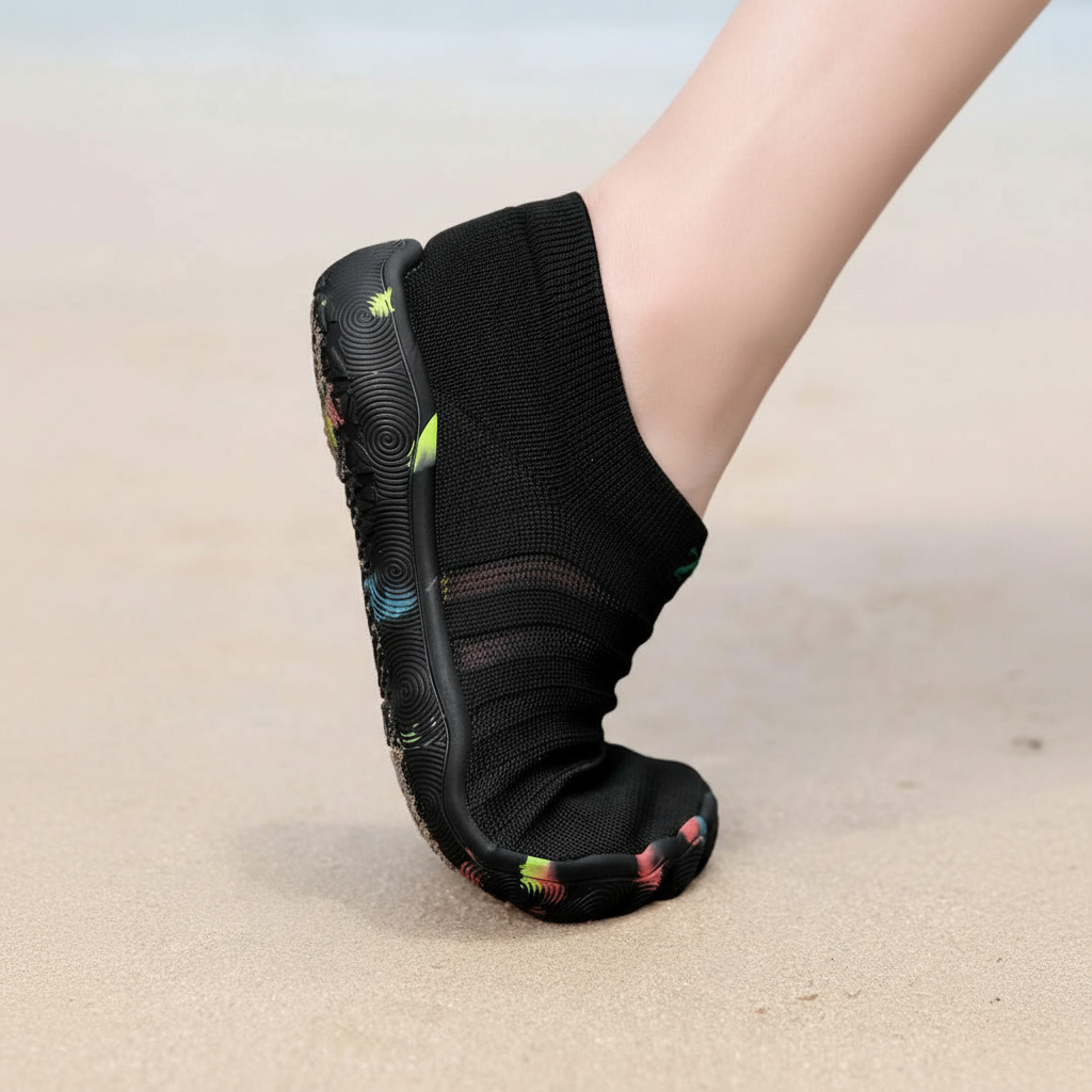 Flexible Quick Dry Lightweight Barefoot Aqua Socks in Orange - Back View