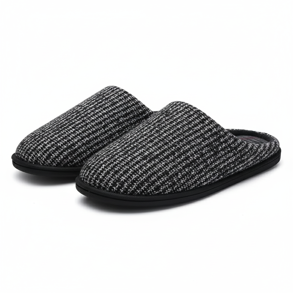 Memory Foam Indoor Scuff Slippers With Plush Interior Lining
