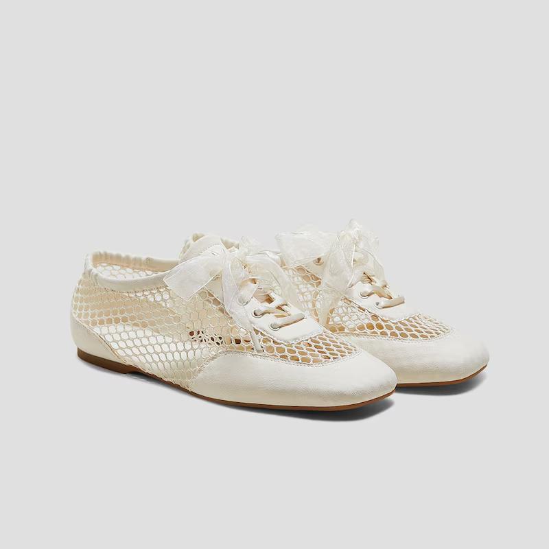 Casual Lace Streetwear Walking Ballet Sneakers For Women