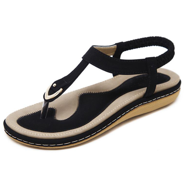 Comfy Slip-On Sandals with Toe Clasp and Elastic Ankle Support-My Beach Shoes