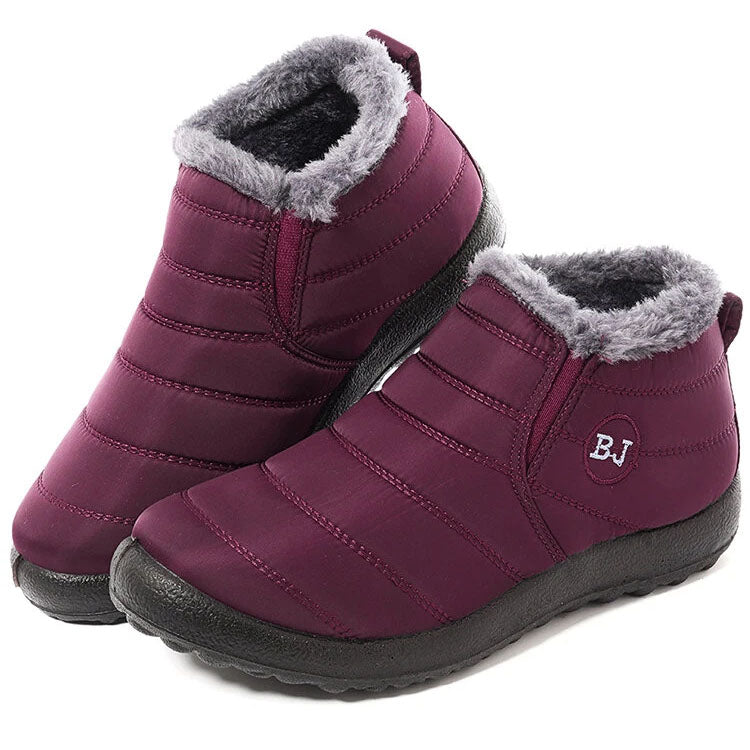 Waterproof Warm Flat Fur Boots For Women - My Beach Shoes