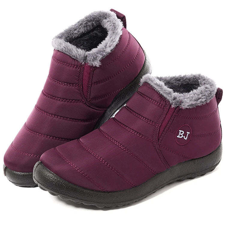 Waterproof Warm Flat Fur Boots For Women-My Beach Shoes