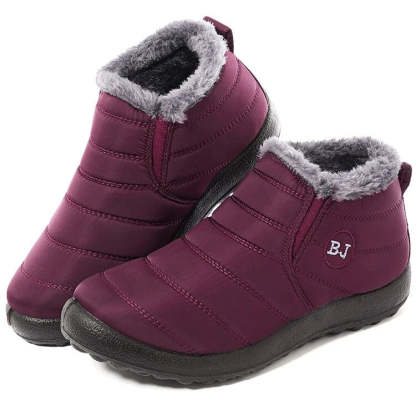 Waterproof Warm Flat Fur Boots For Women - My Beach Shoes