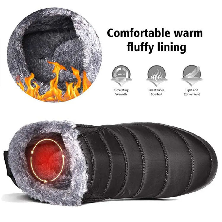 Waterproof Warm Flat Fur Boots For Women - My Beach Shoes