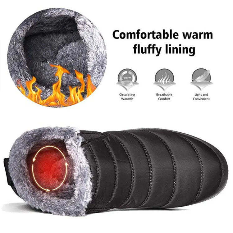 Waterproof Warm Flat Fur Boots For Women-My Beach Shoes