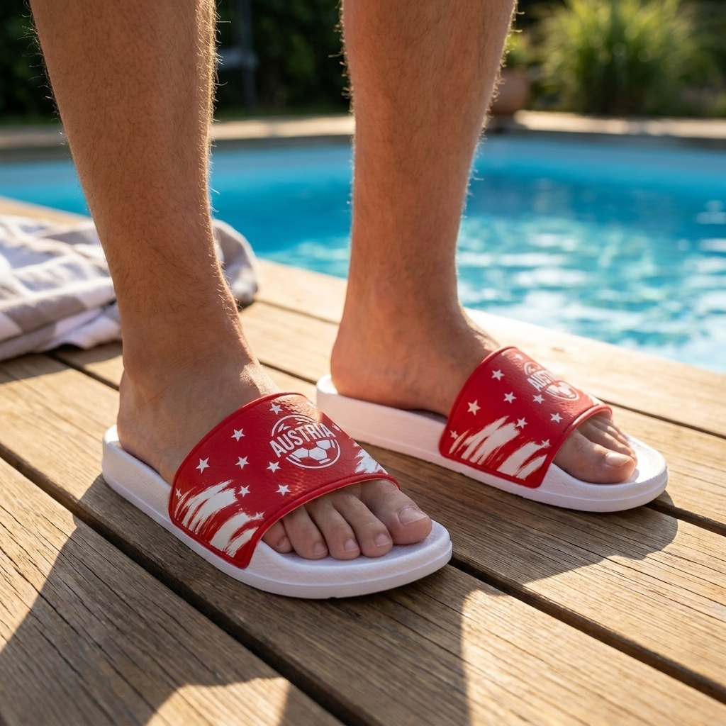 World Cup 2026 Austria Football Fan Printed Slippers