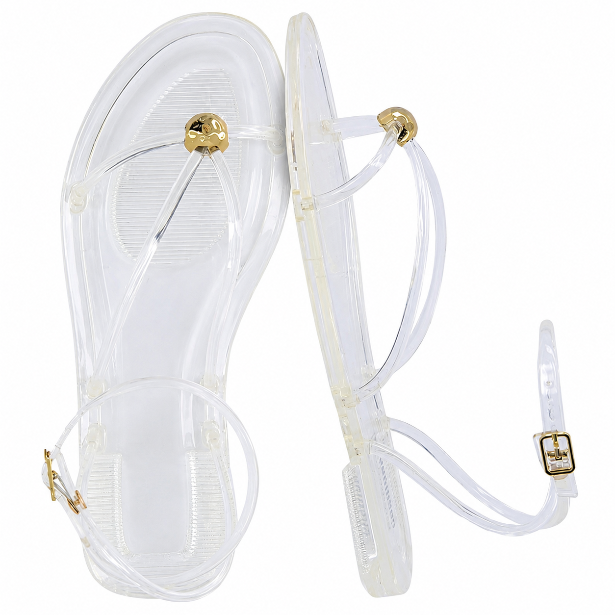 Lightweight Open Strappy Flat Sandals With Adjustable Buckle Strap For Women