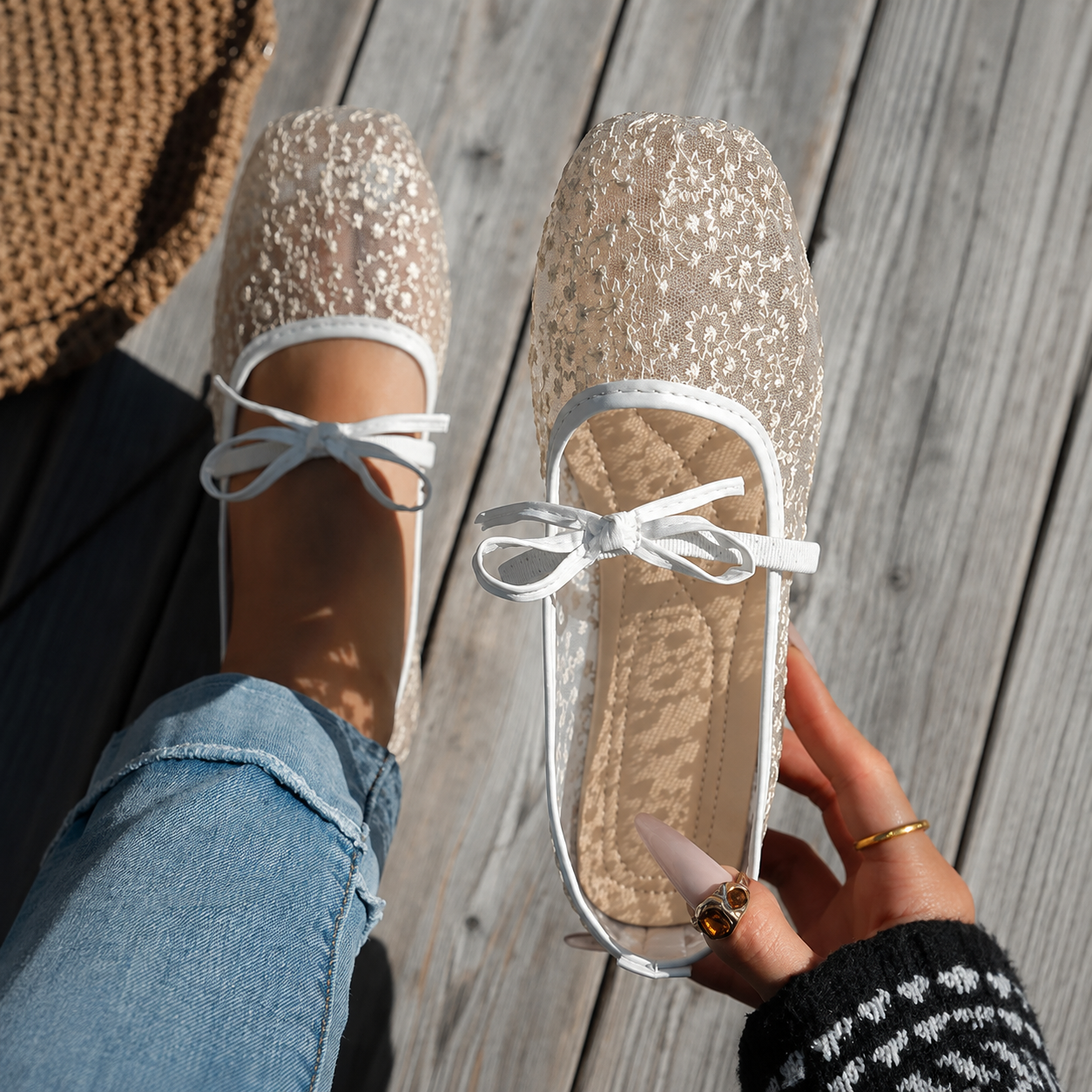 Casual Lace Up Ballet Flats with Square Front for All Season Wear for Women