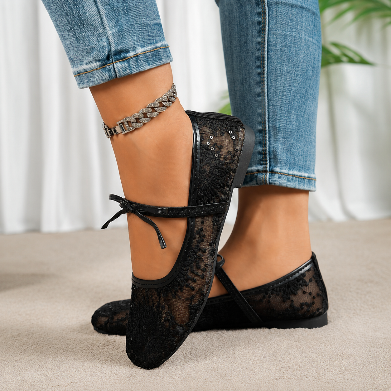 Casual Lace Up Ballet Flats with Square Front for All Season Wear for Women