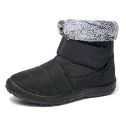 Retro Style Hook Loop Plush Ankle Snow Boots - My Beach Shoes