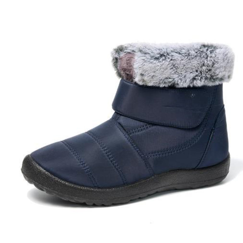 Retro Style Hook Loop Plush Ankle Snow Boots - My Beach Shoes