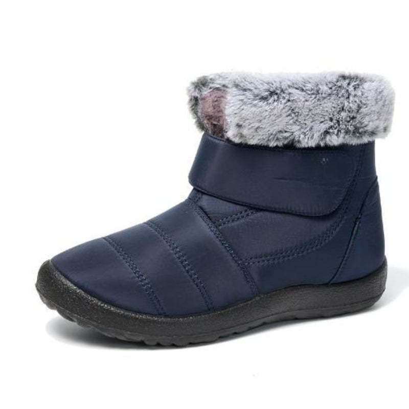 Retro Style Hook Loop Plush Ankle Snow Boots - My Beach Shoes