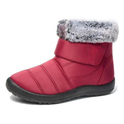 Retro Style Hook Loop Plush Ankle Snow Boots - My Beach Shoes