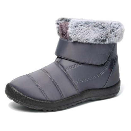 Retro Style Hook Loop Plush Ankle Snow Boots - My Beach Shoes