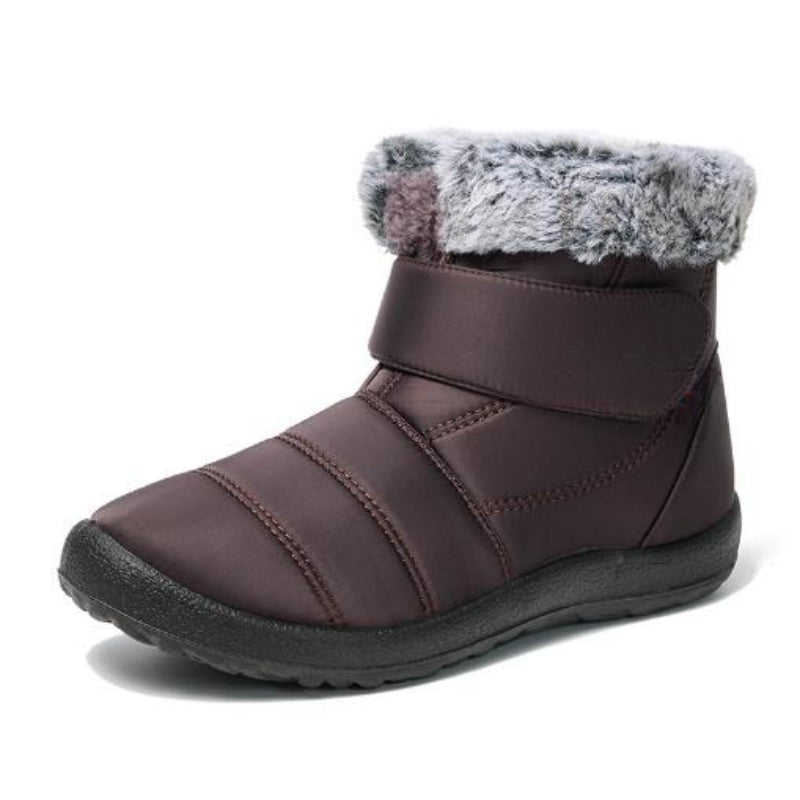Retro Style Hook Loop Plush Ankle Snow Boots - My Beach Shoes