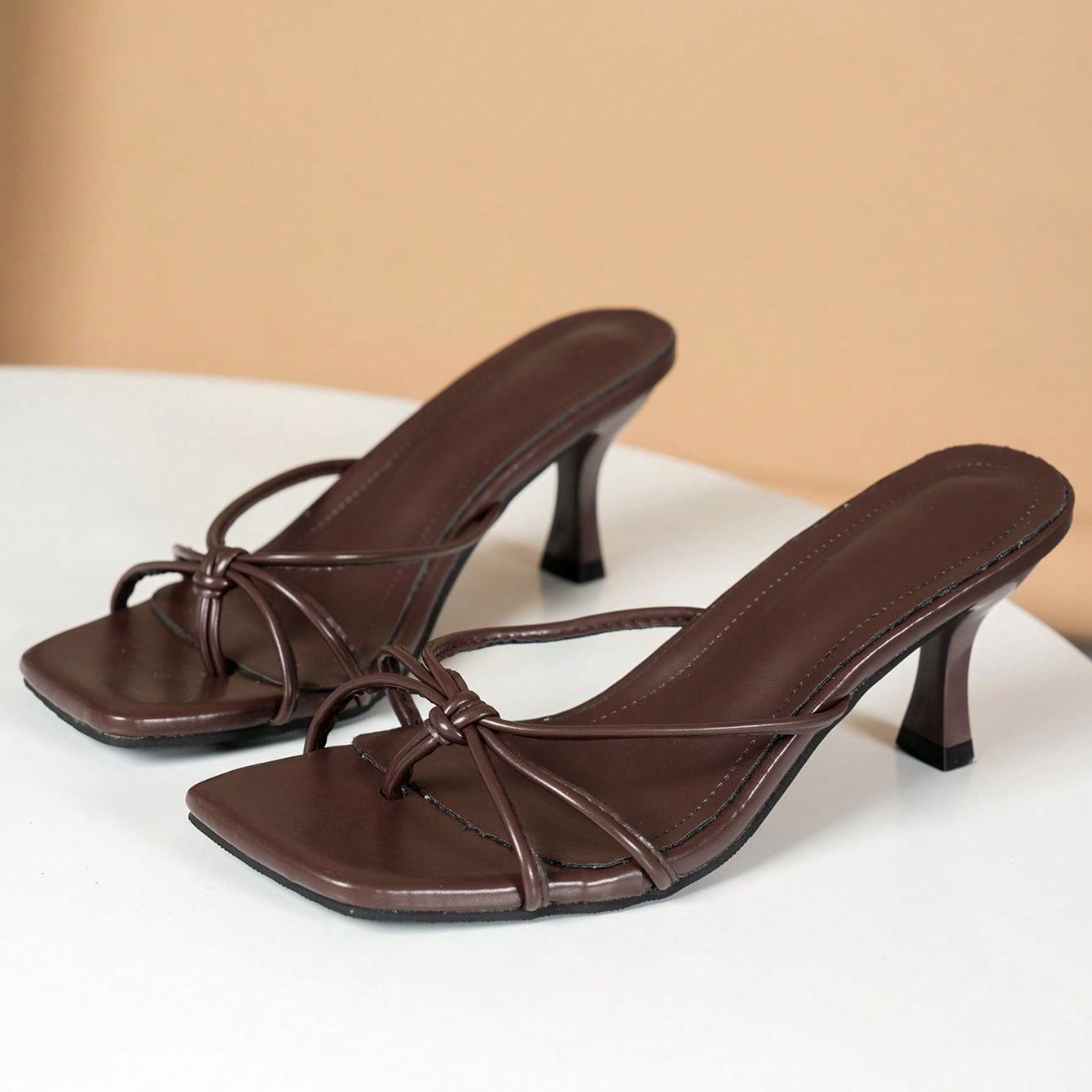 Stylish Criss Cross Strap Mule Slip On Sandals For Women in Orange - Strap Detail