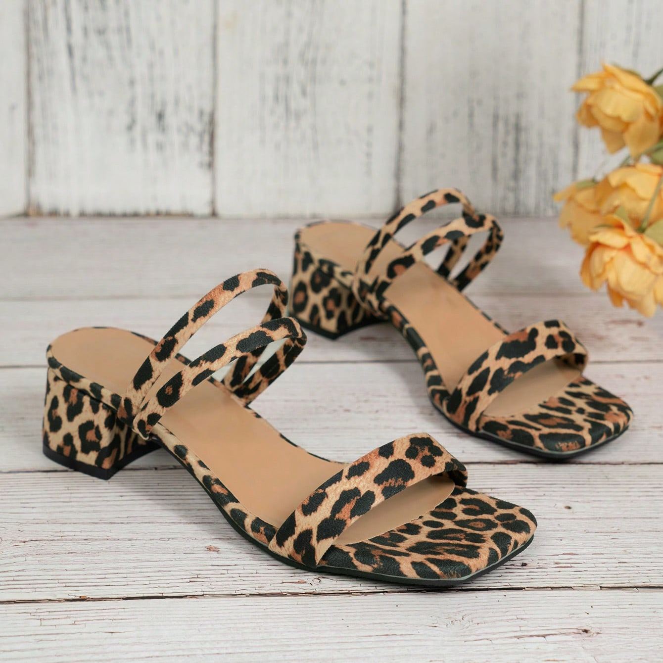 Modern Double Strap Square Front Low Block Faux Suede Sandals For Women in Navy Blue - Side View