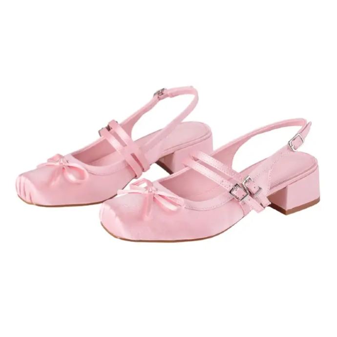 Retro Mary Jane Slingback Pumps with Bow and Buckle Detail for Women