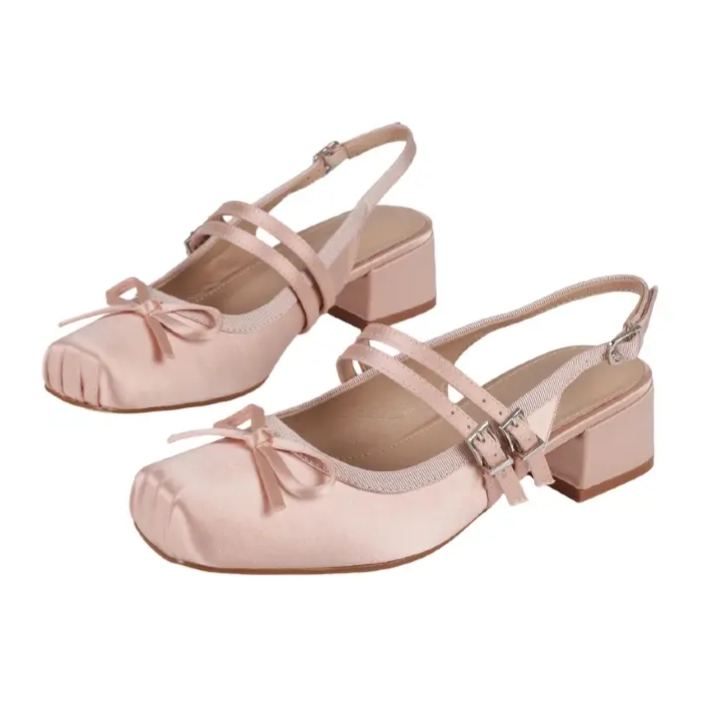 Retro Mary Jane Slingback Pumps with Bow and Buckle Detail for Women