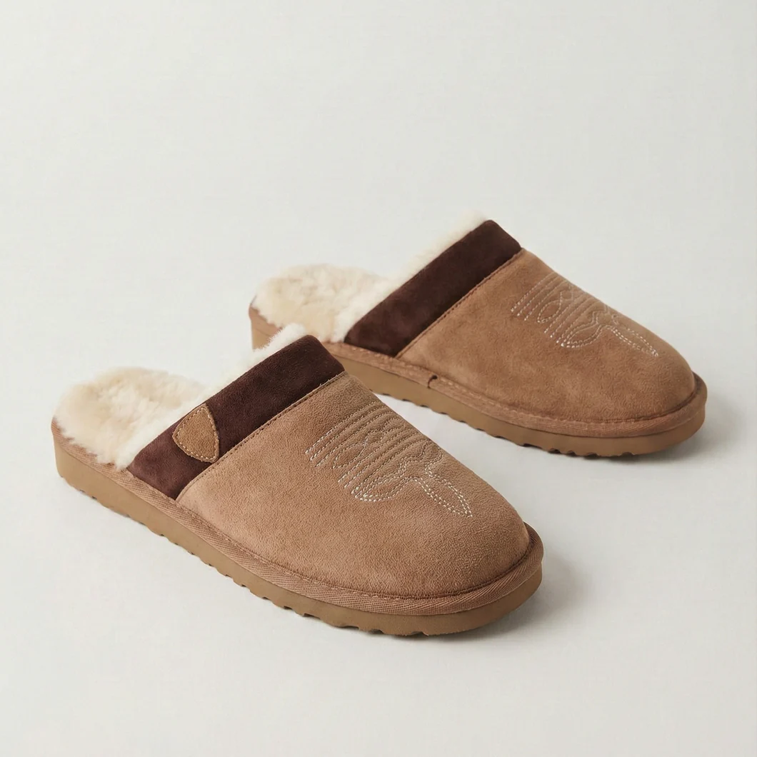 Cowboy SlippersSuede Style Cowboy Slippers With Plush Interior And Non Slip Sole - Image 3