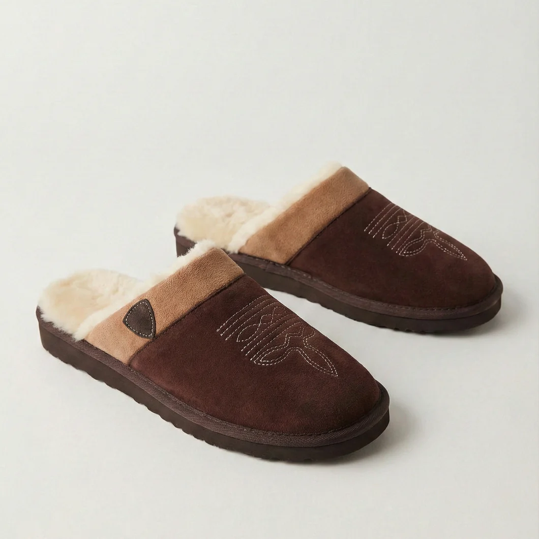 Cowboy SlippersSuede Style Cowboy Slippers With Plush Interior And Non Slip Sole - Image 7