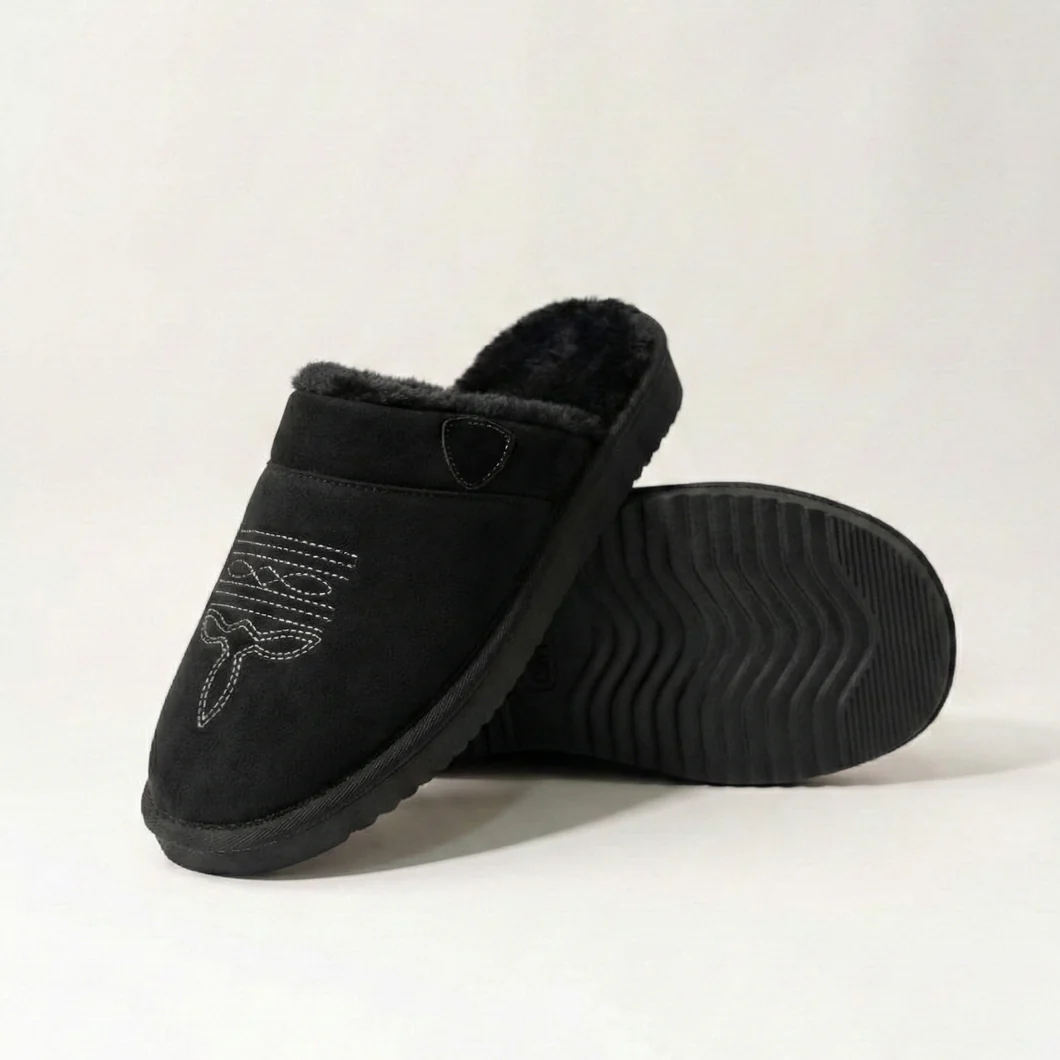 Cowboy SlippersSuede Style Cowboy Slippers With Plush Interior And Non Slip Sole - Image 9