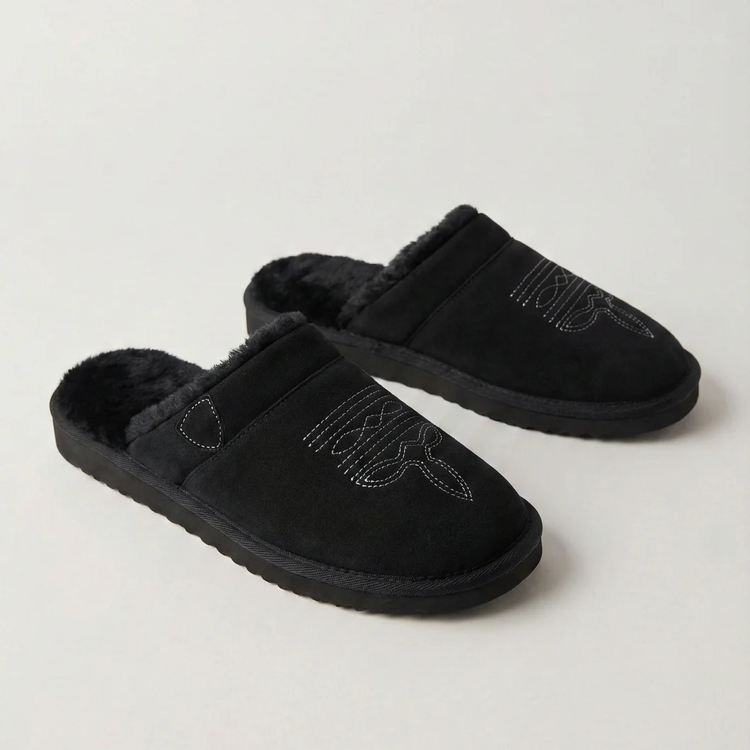 Cowboy SlippersSuede Style Cowboy Slippers With Plush Interior And Non Slip Sole - Image 11