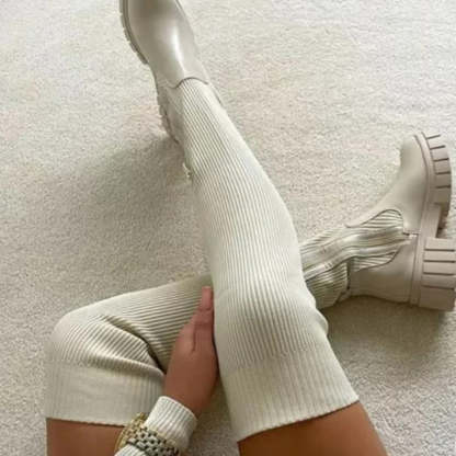 Womens Thigh High Stretch Knit Boots - My Beach Shoes