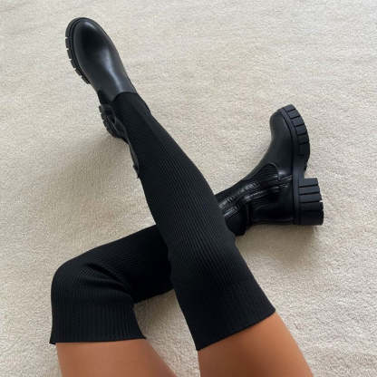 Womens Thigh High Stretch Knit Boots - My Beach Shoes