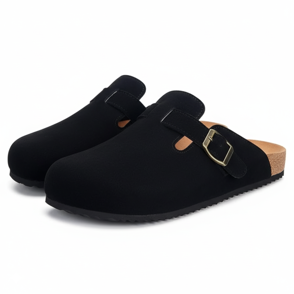Suede Mules Footbed Clogs With Cushioned Insole