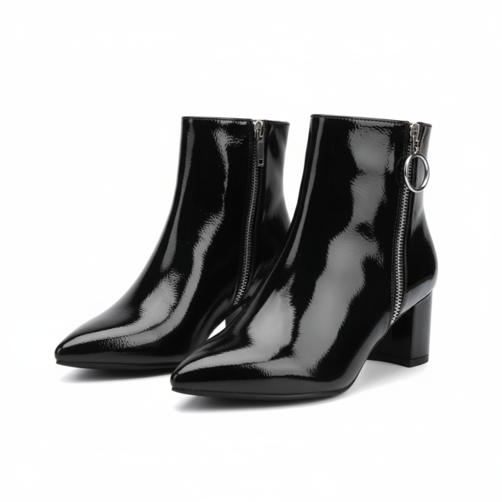 Pointed Pattern Zipper Boots
