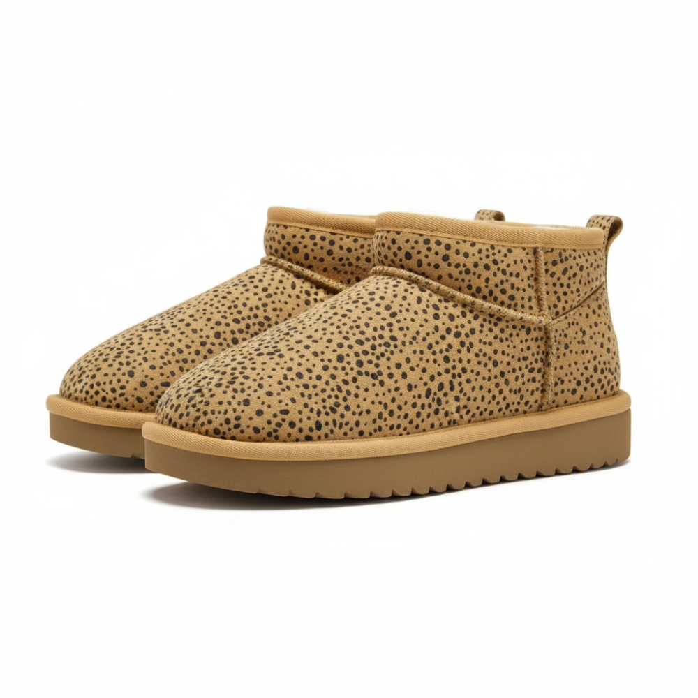 Dot Printed Sherpa Winter Boots