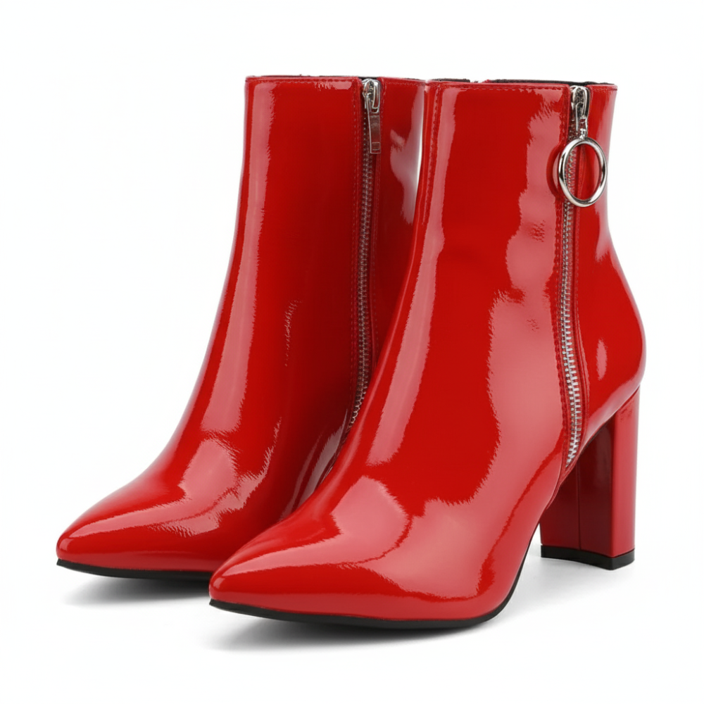 Pointed Pattern Side Zipper Boots