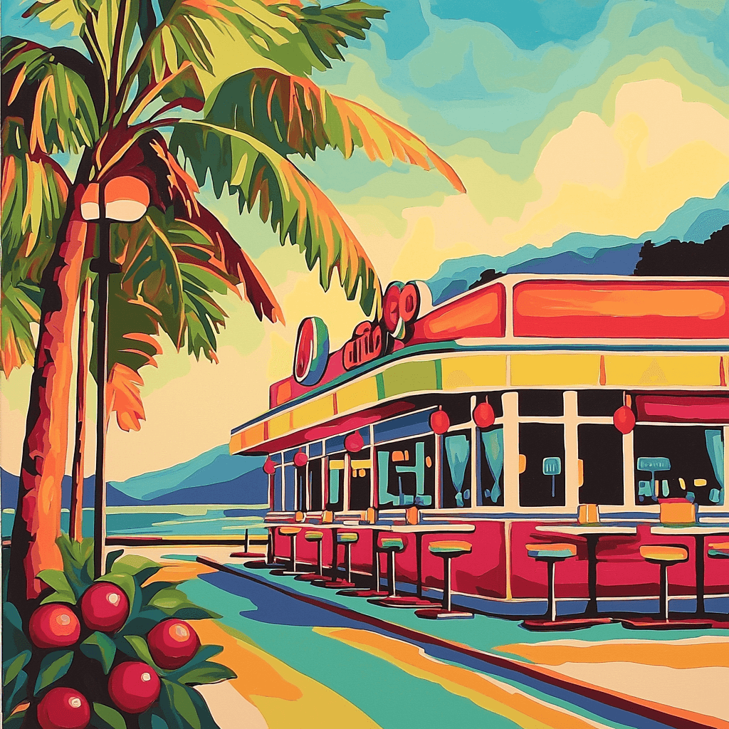 Wayne Thiebaud Inspired Retro Diner Nostalgia Number Painting