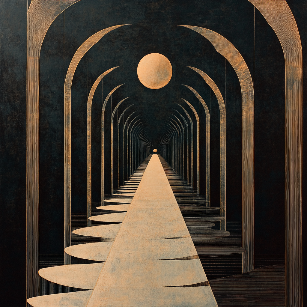 M.C. Escher Inspired Clockwork Horizon paint by color