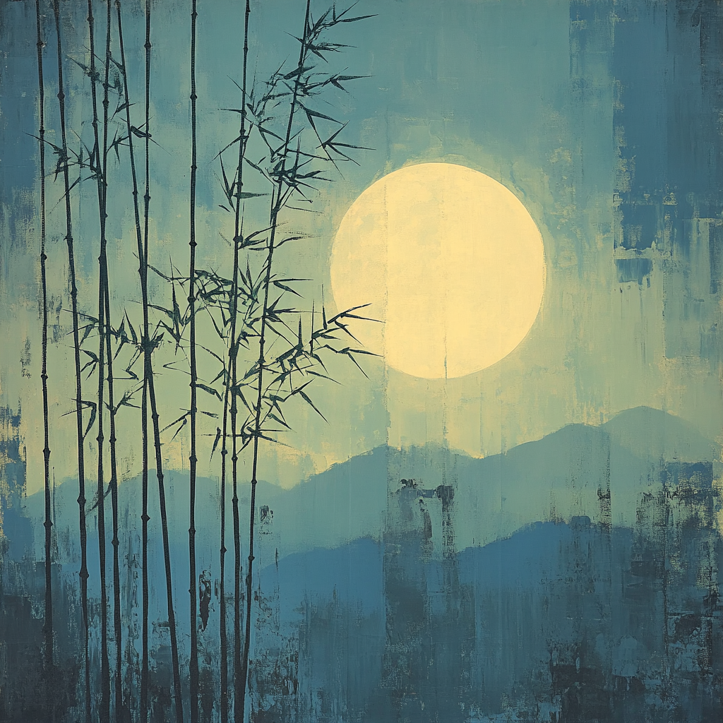 Zhao Mengfu Inspired Moonlit Bamboo Melody Number painting