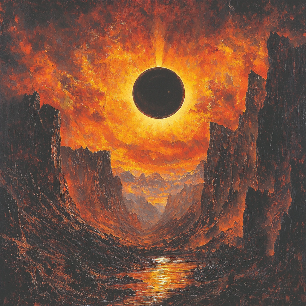 Thomas Moran Inspired Eclipse Over Mountains Number Painting