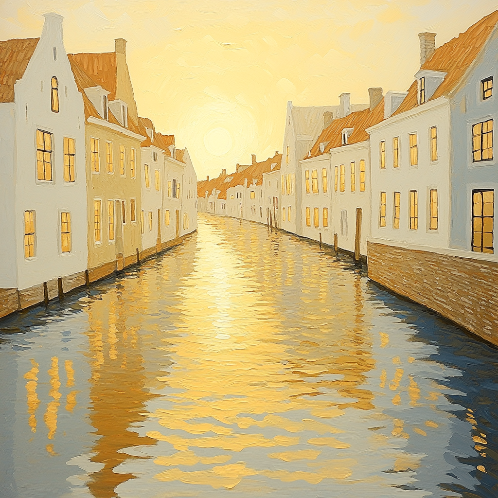 Johannes Vermeer Inspired Sunlit Delft Canal Reflection DIY paint by numbers