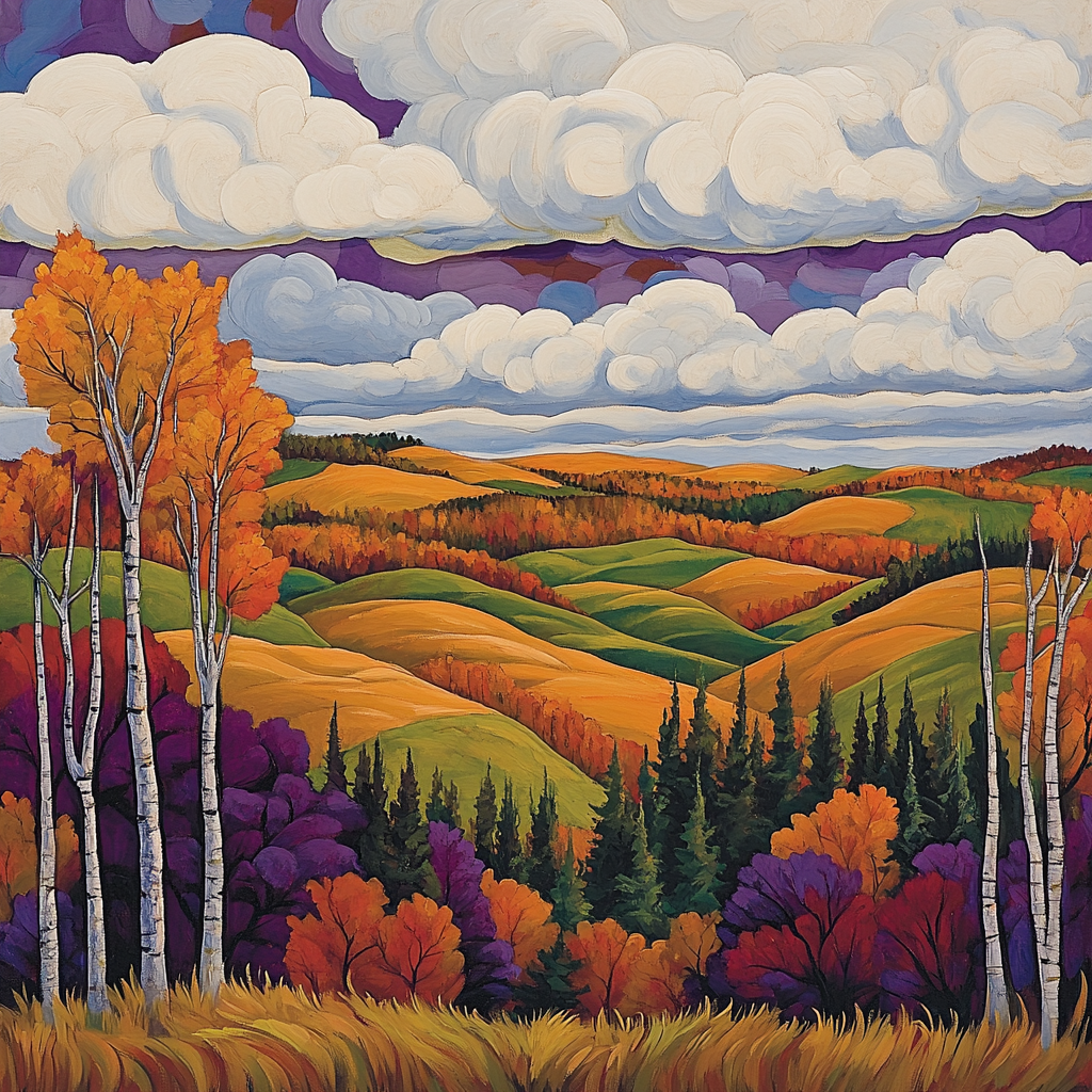 J E H MacDonald Inspired Vibrant Algoma Autumn Hillscape Painting by numbers kit