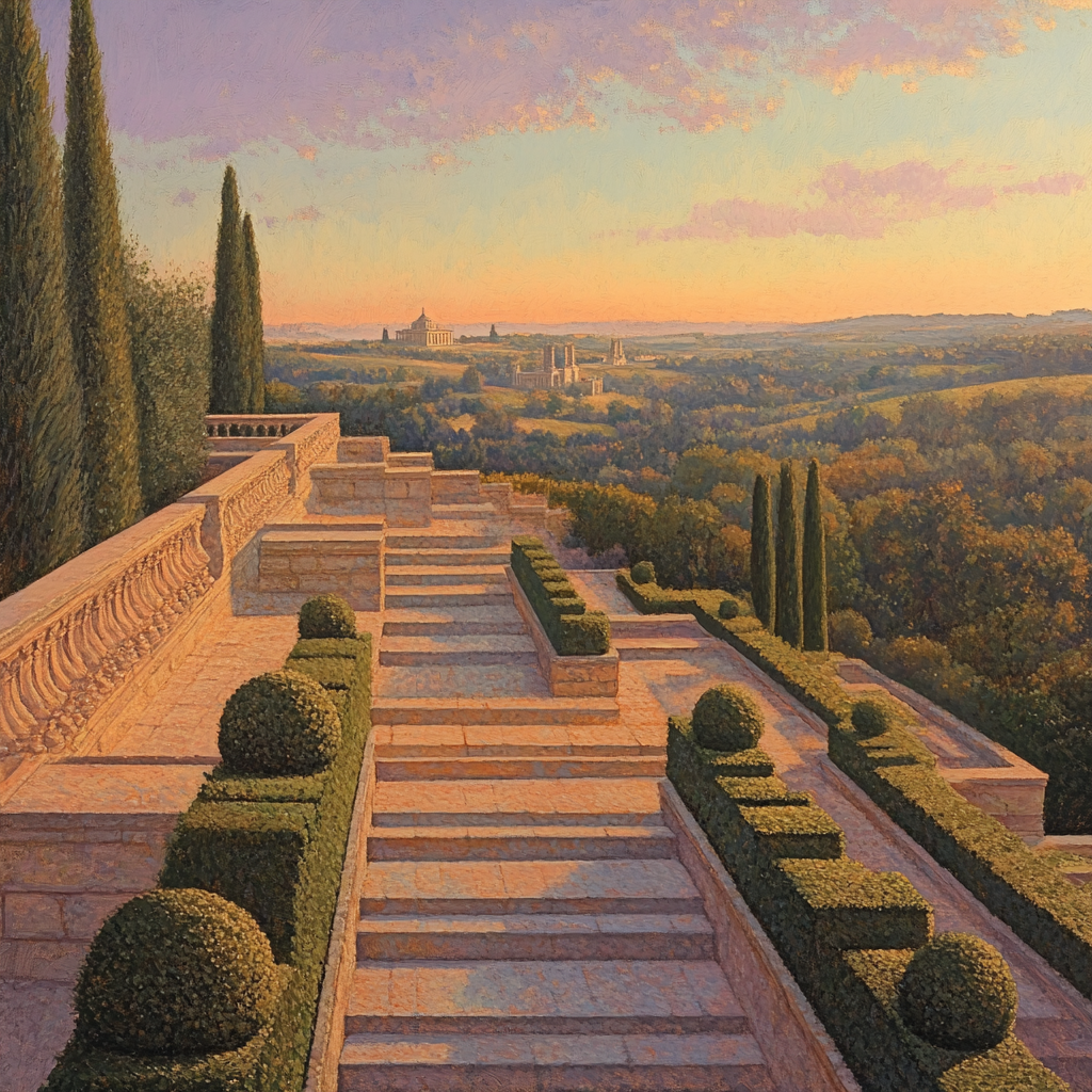 Raphael Inspired Serene Terrace Overlook Number painting