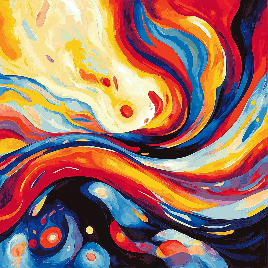 Wassily Kandinsky Inspired Abstract Emotion Waves Number Painting