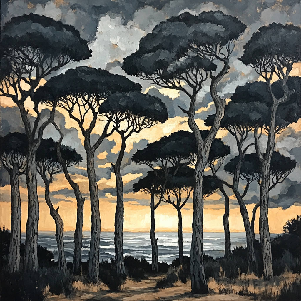 Francisco Goya Inspired Twisted Pines Beneath Ominous Horizon Paint by numbers art