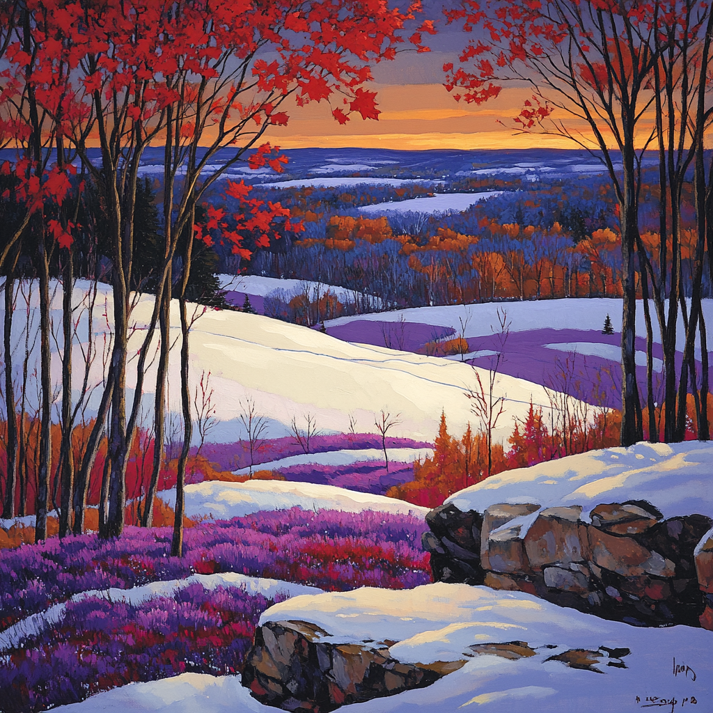 A.Y. Jackson Inspired Winter Village Lightless paint by numbers