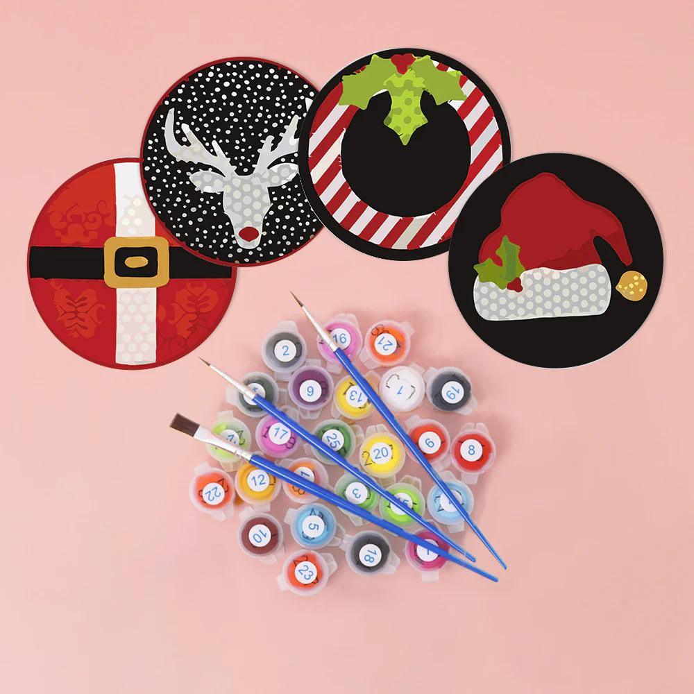 Custom Santa Paint By Numbers Coaster Set